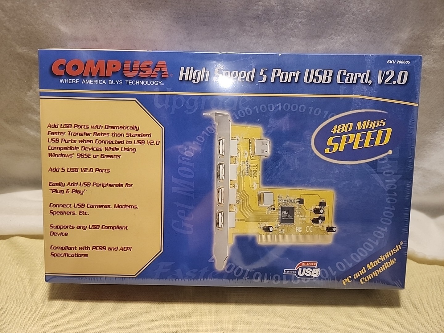 COMPUSA High Speed 5 Port USB Card V2.0 Vintage Tech New In Sealed Box Priority
