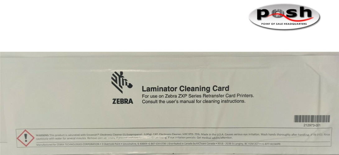 Lot of 5: Laminator Cleaning Card for Zebra ZXP Series Retransfer Card Printers
