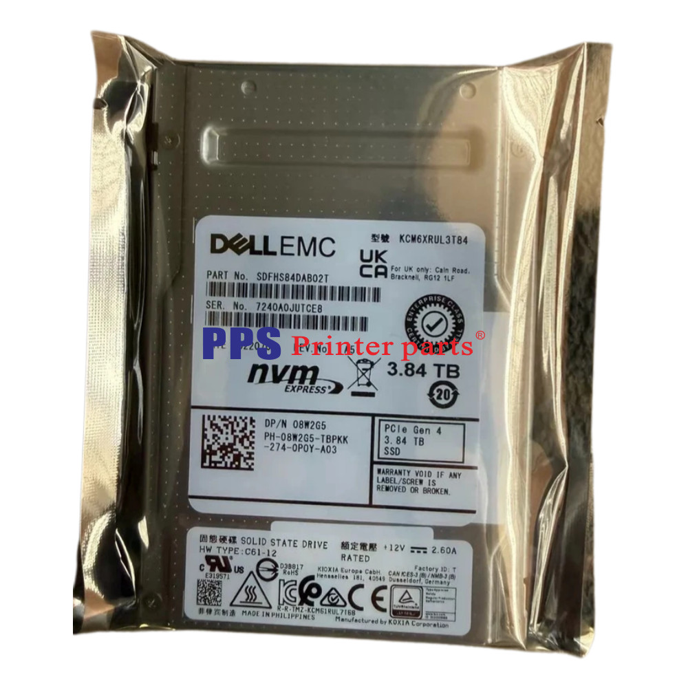 KCM6XRUL3T84 DELL 08W2G5 8W2G5 3.84TB SSD CM6 U.2 NVMe Gen4 PCIe DELL Drive