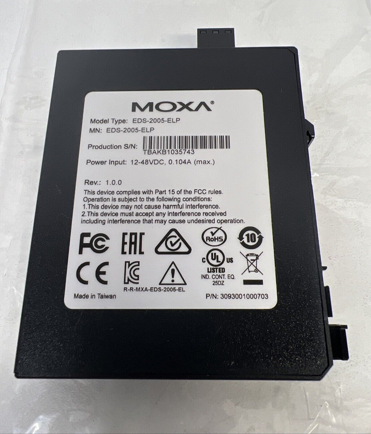 MOXA EDS-2005-ELP 5 Port Ethernet Switch Entry-Level Unmanaged Ethernet Switch