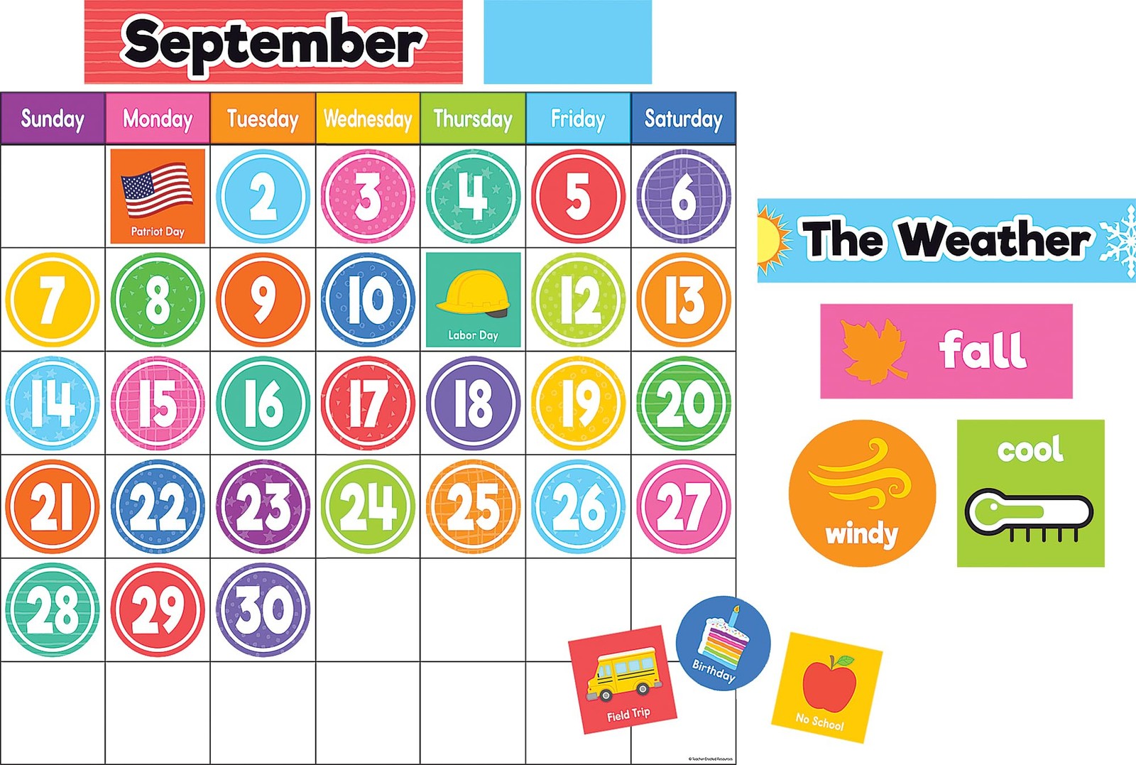 Magnetic Calendar Set Colorful Teacher Created Resources TCR77067