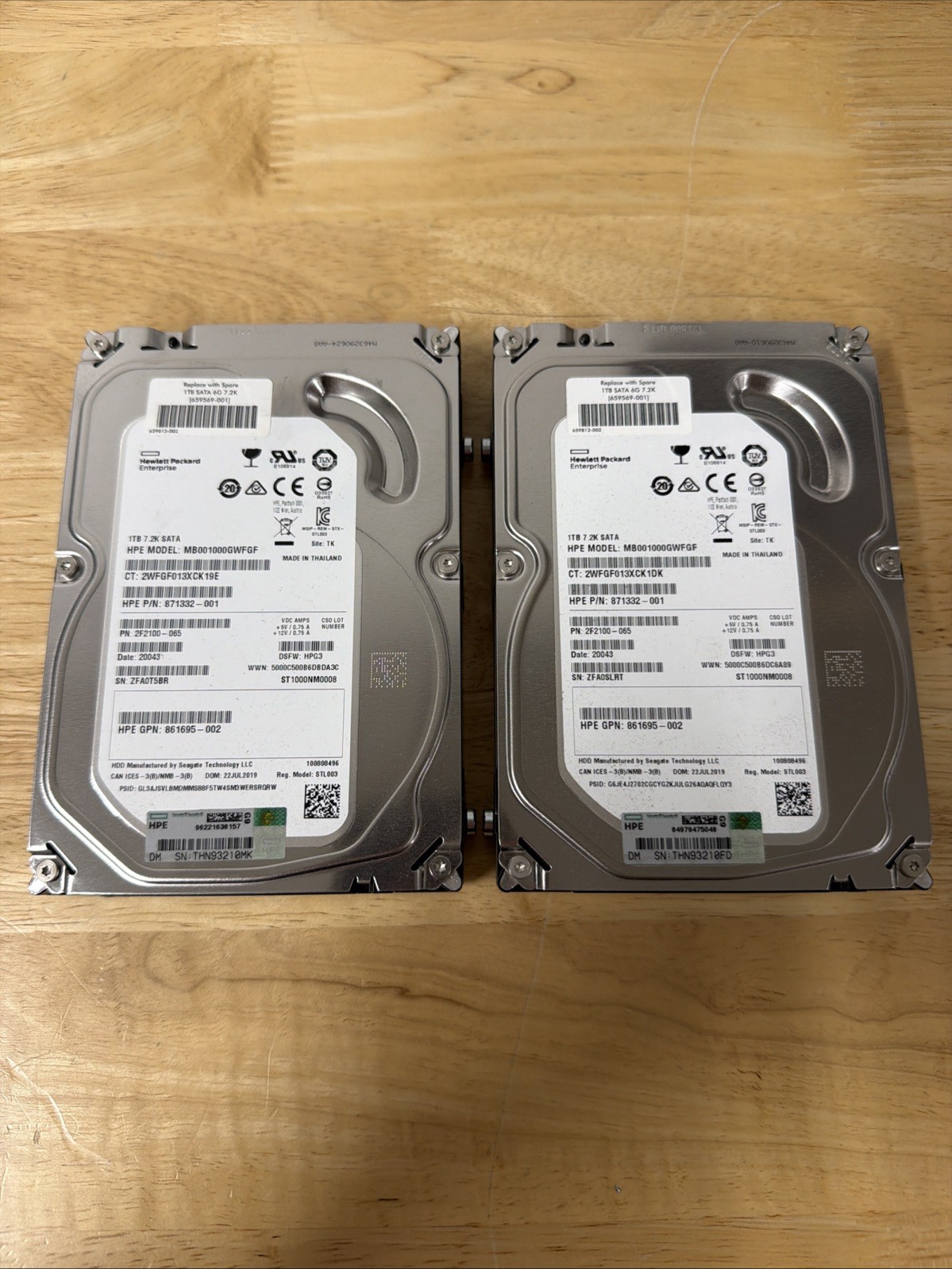 2X Hewlett-Packard HP Model - MB001000GWFGF 1TB  7200rpm - Tested