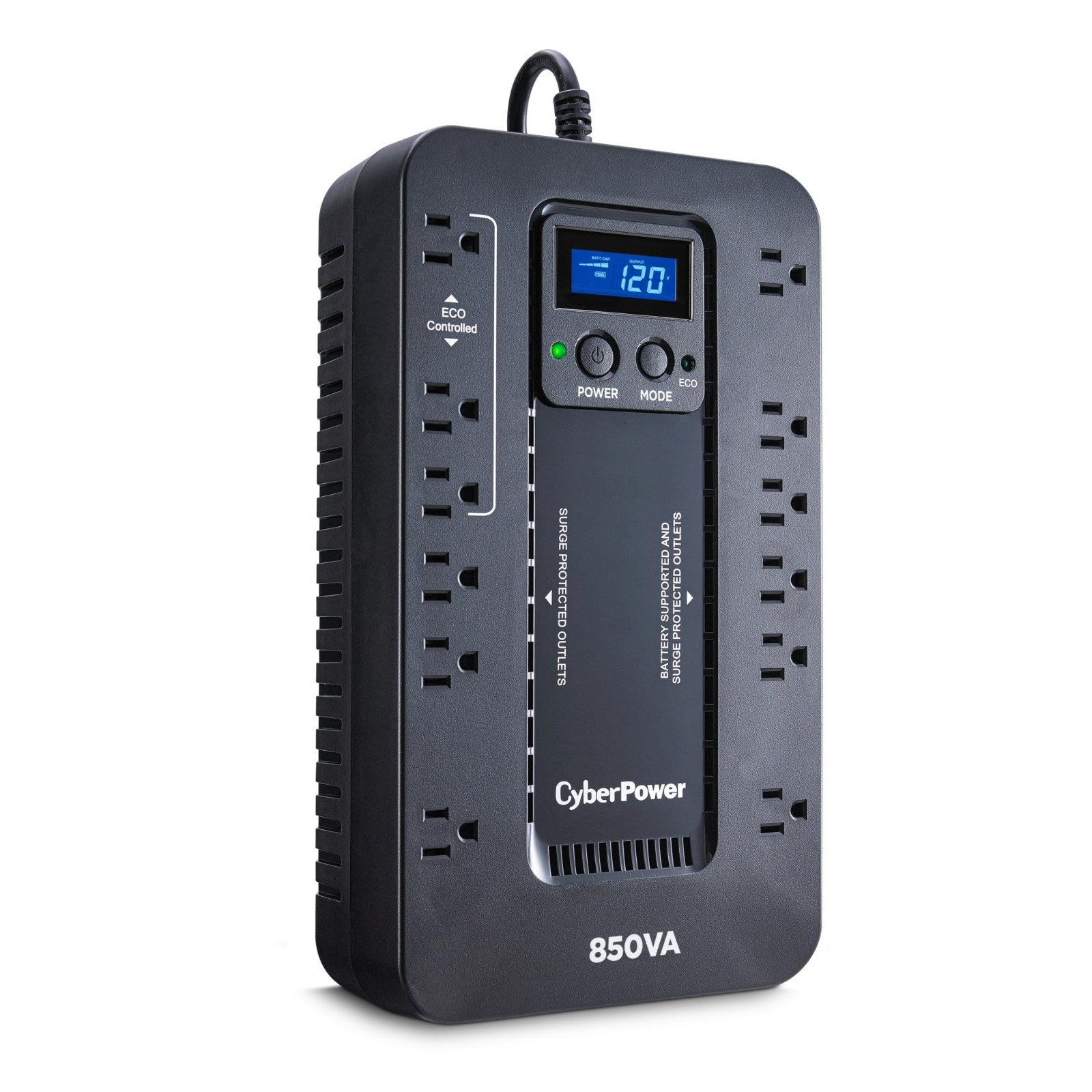 EC850LCD 850VA/510W UPS Battery Backup 12-Outlet LCD Surge Protector