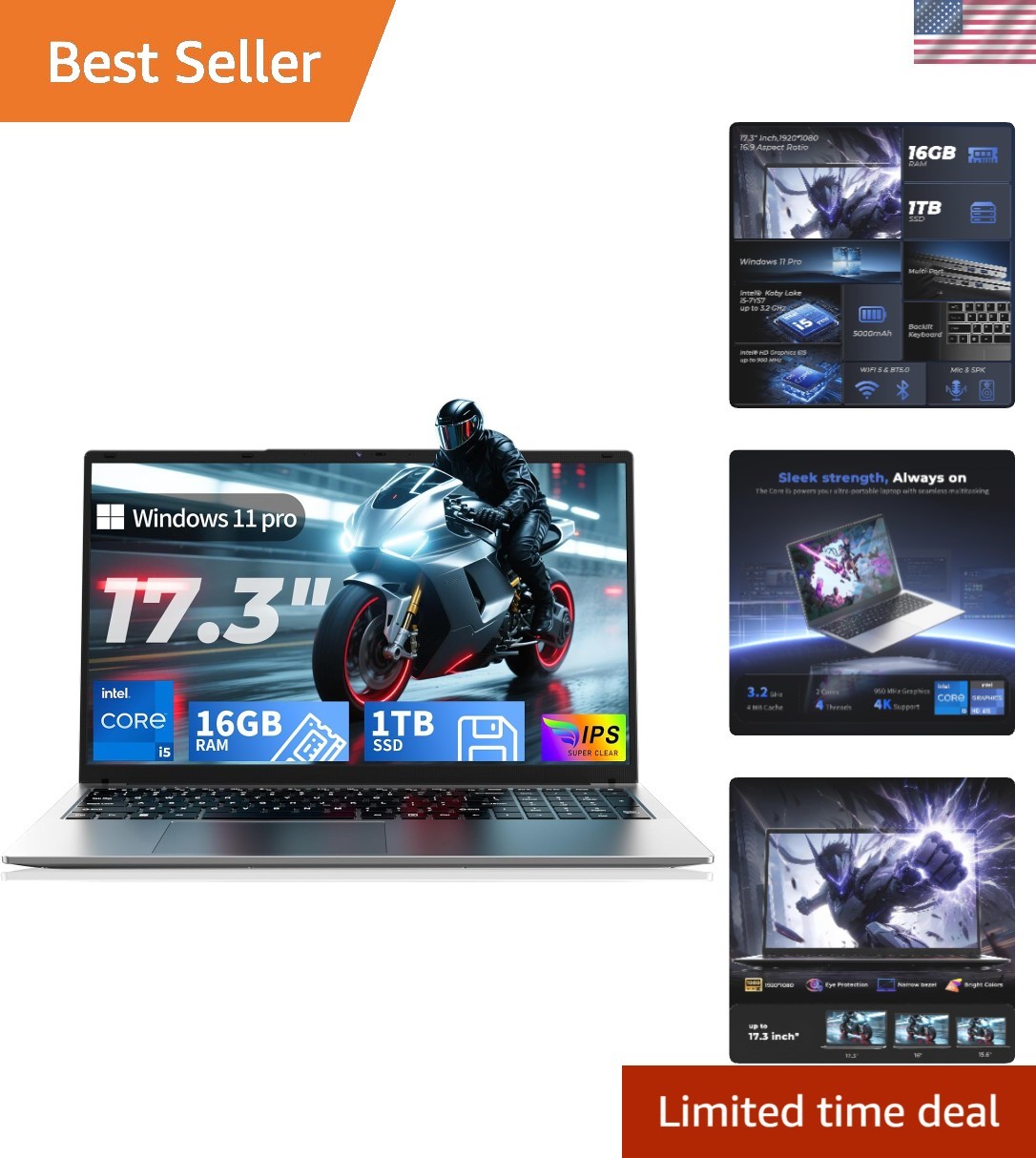 17.3" Gaming Laptop - Intel i5, 16GB RAM, 1TB SSD, Windows 11 Pro
