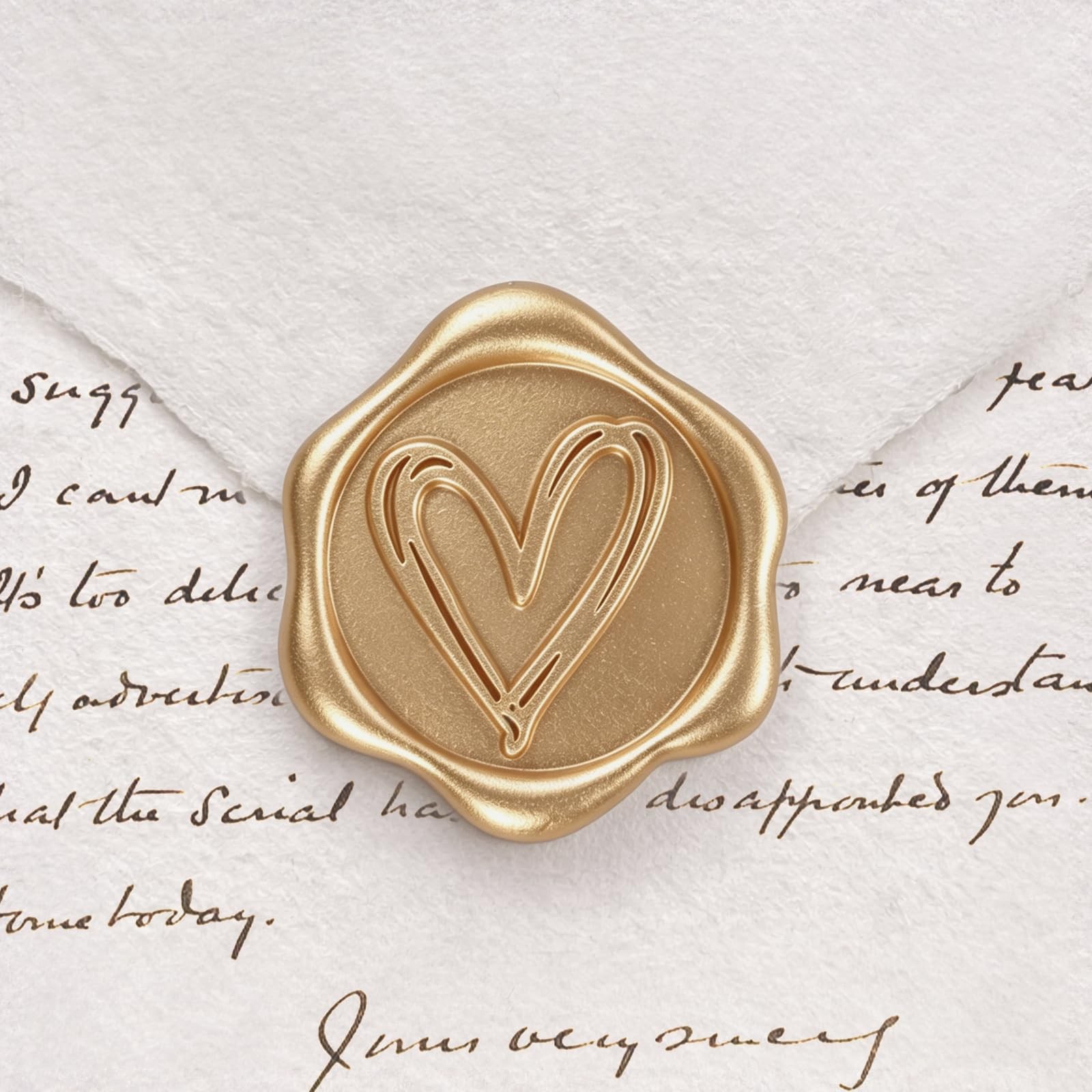 Wax Seal Stickers 50PCS Gold Heart Self Adhesive Envelope Pollize