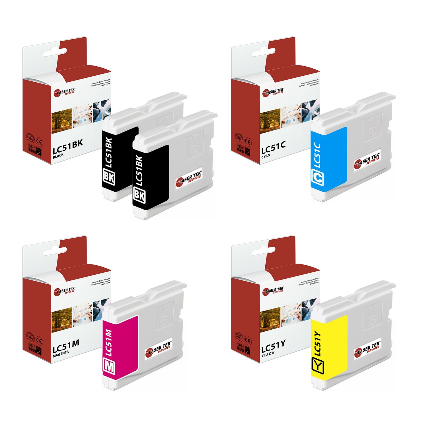 5Pk LTS LC-51 BCMY Compatible for Brother MFC230C 240C, DCP130c Ink Cartridge