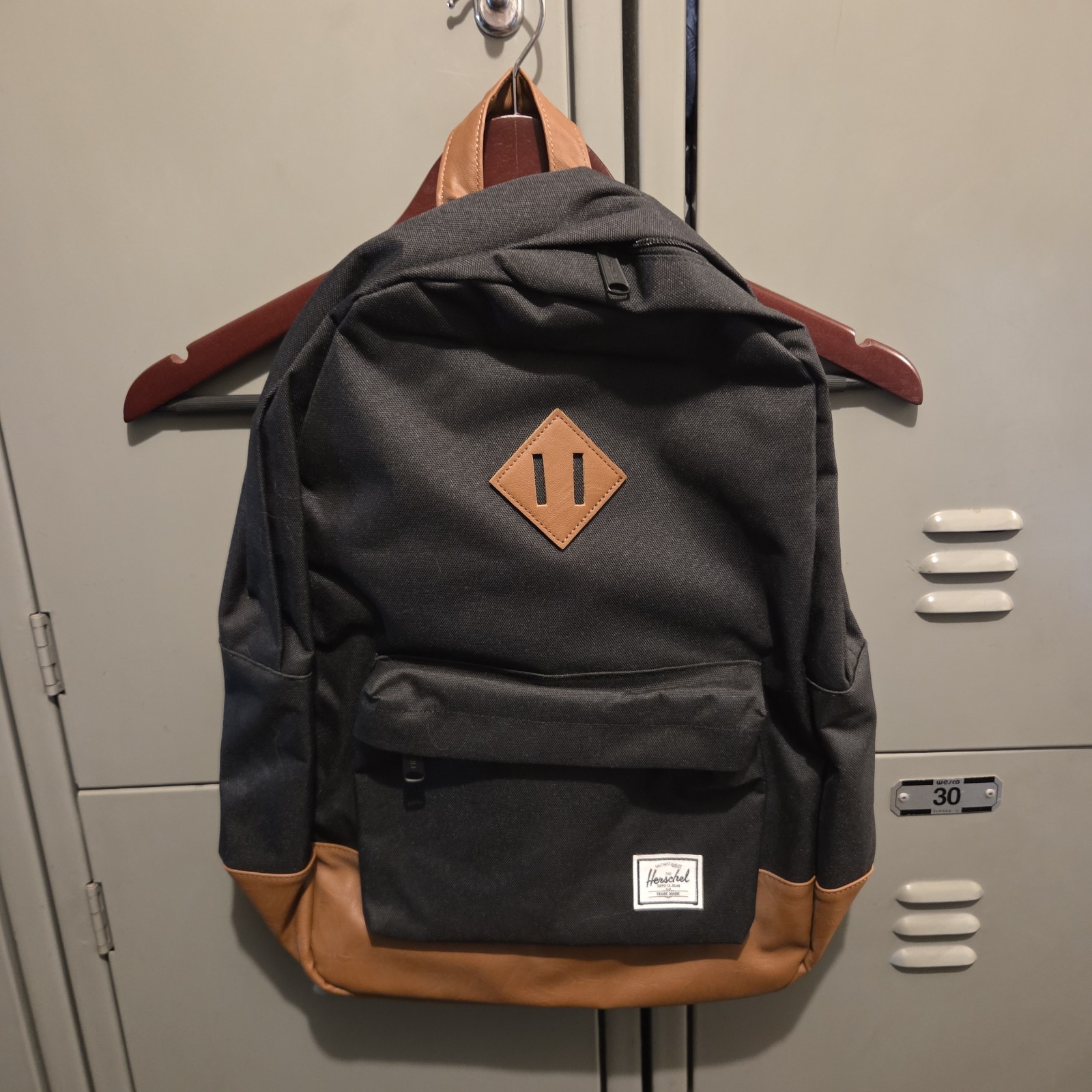 Herschel Heritage Classic Laptop Backpack - 21.5L, Black/Tan Synthetic Leather