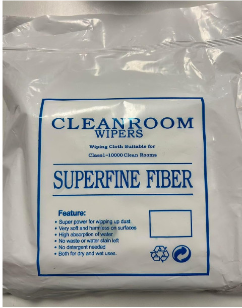 non-woven cleanroom wipe, superfine fiber, lint free, 100 pcs/pkg, 6" x 6"