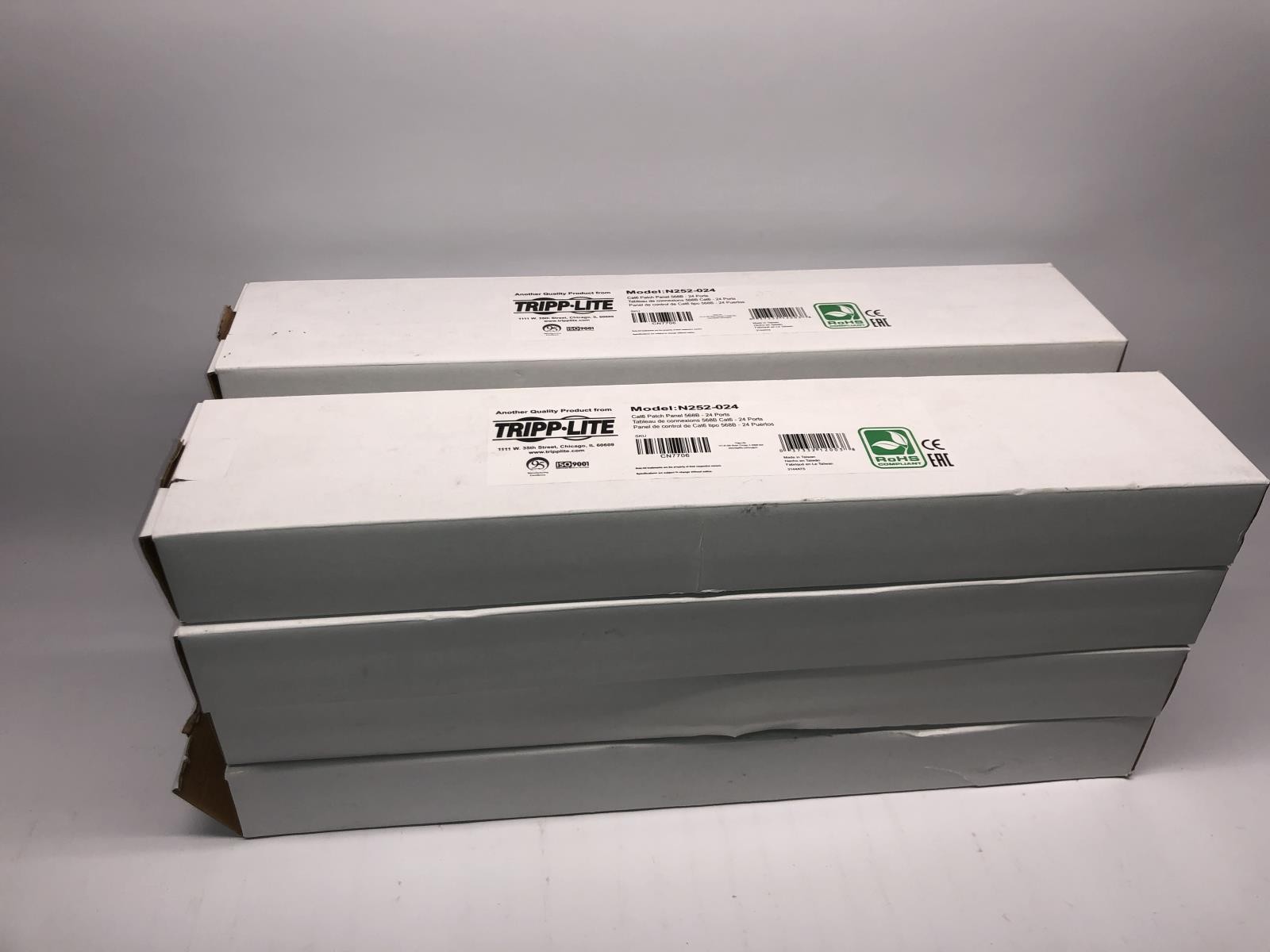 (Lot of 8) Tripp Lite Cat6 Patch Panel 568B - 24 Ports / N252-024 - New Open Box