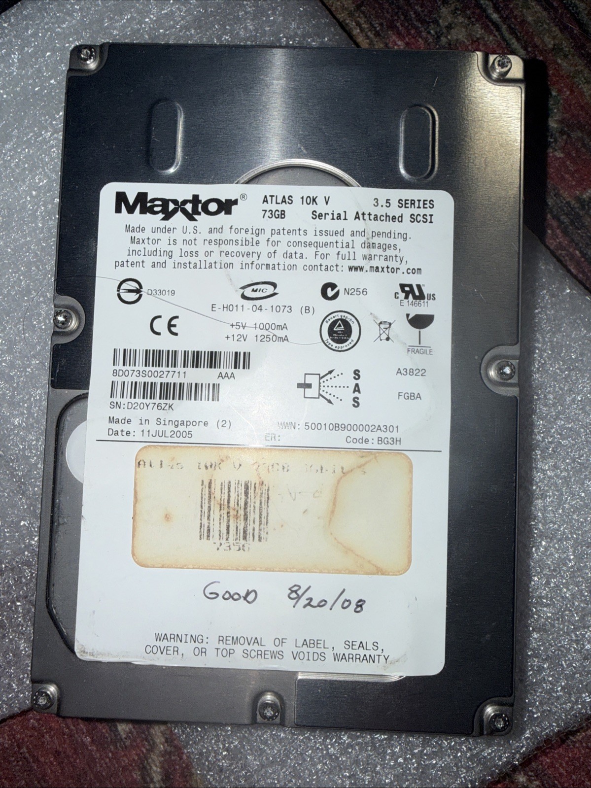 Maxtor Atlas 15K II 73gb 15K RPM SAS Enterprise Hard Drive