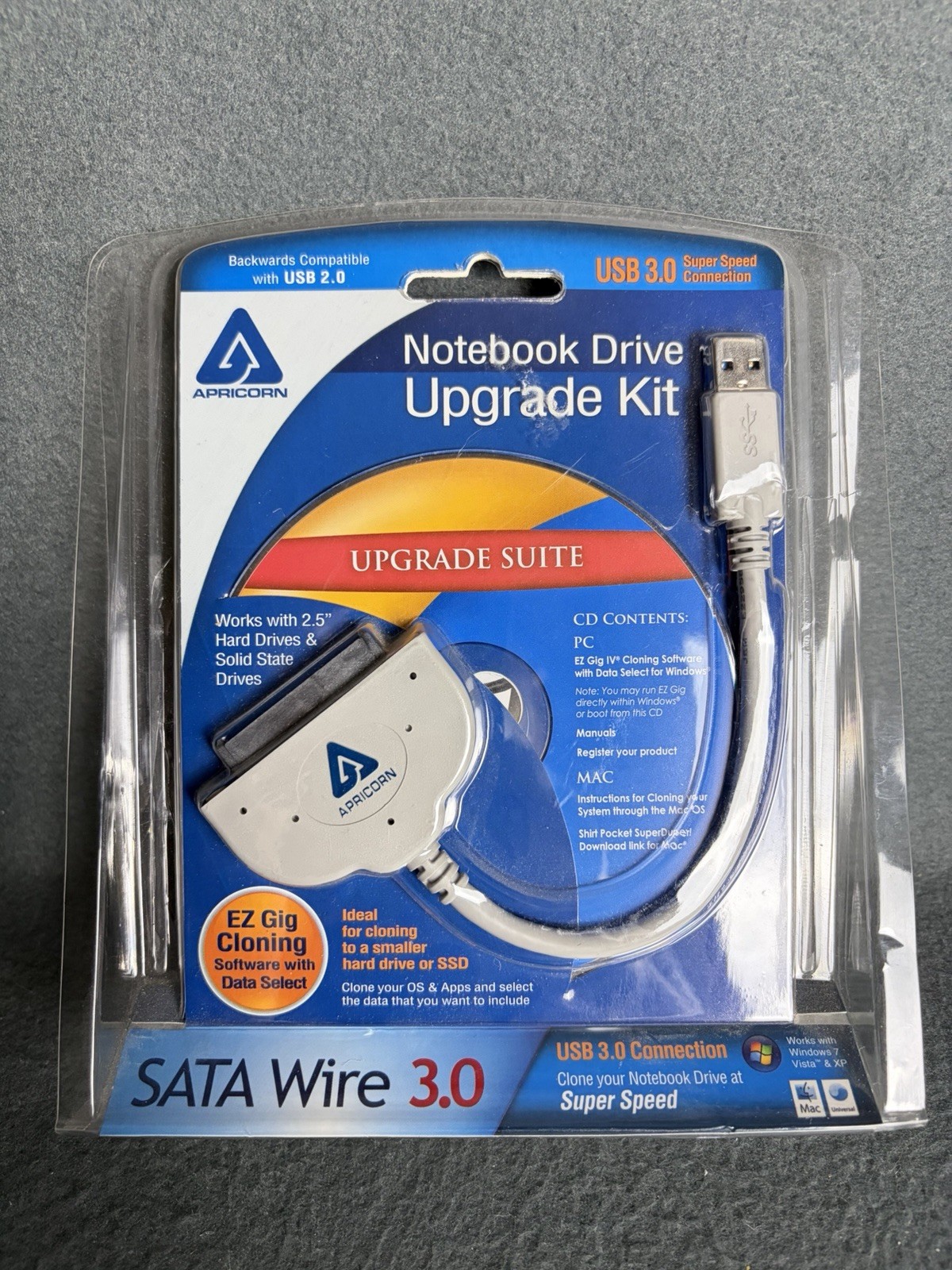 Apricorn ASW-USB3-25 SATA Wire 3.0 Hard Drive Upgrade Kit PC & Mac NEW