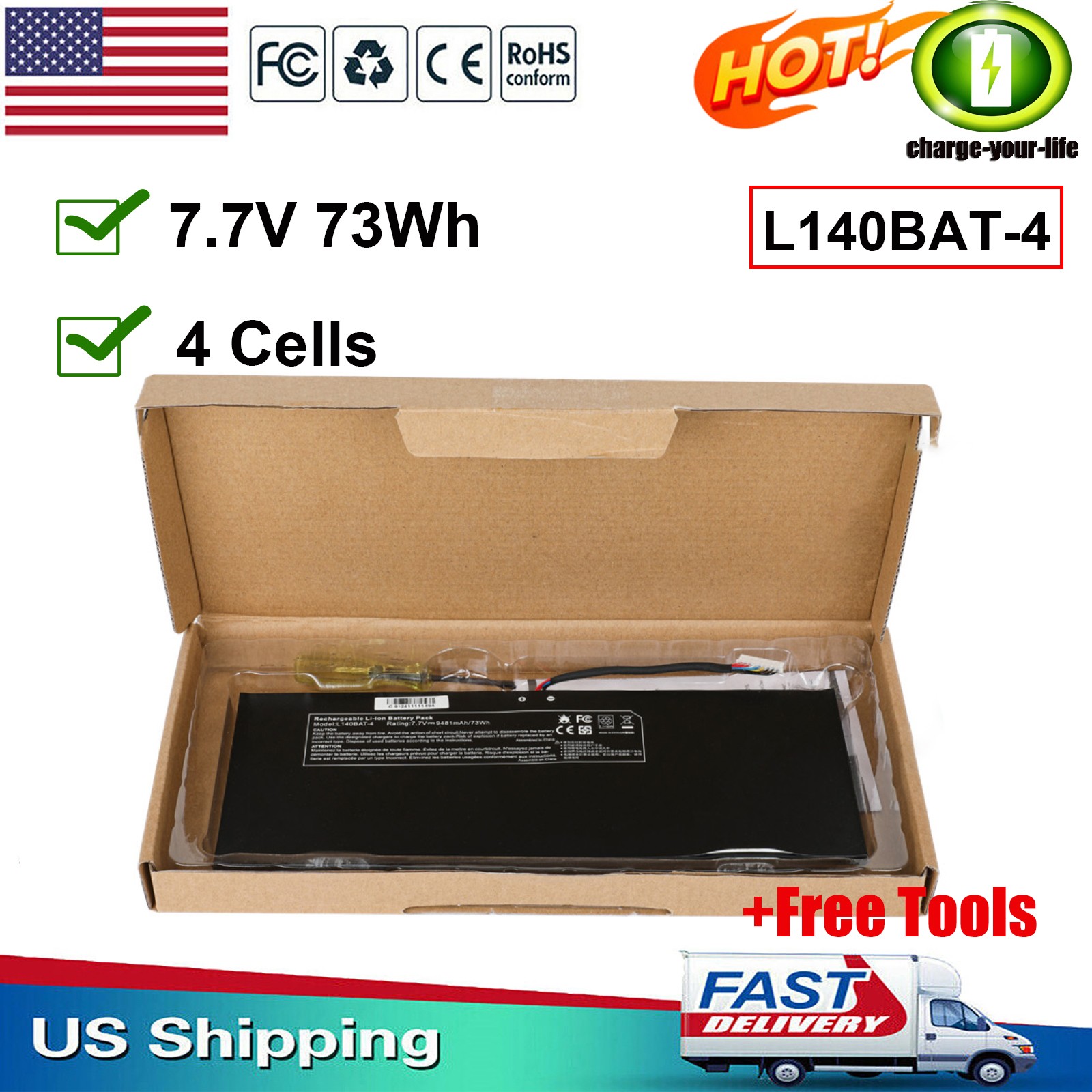 For L140BAT-4 CLEVO L140CU L141CU L140MU L141MU 2ICP5/50/112 VIA 14 Battery NEW
