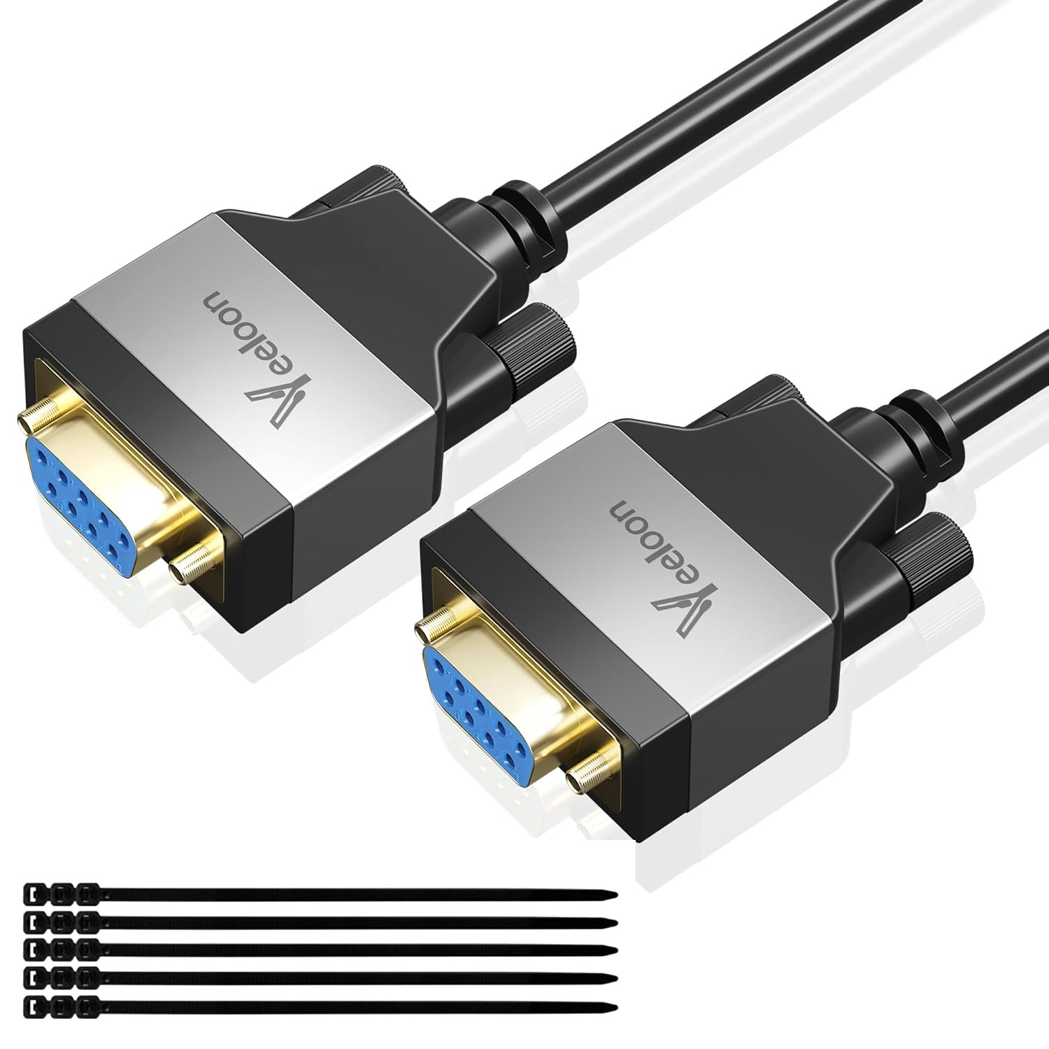 Straight through DB9 RS232 Serial Cable 15 FT, Female to Female DB 9 Pin