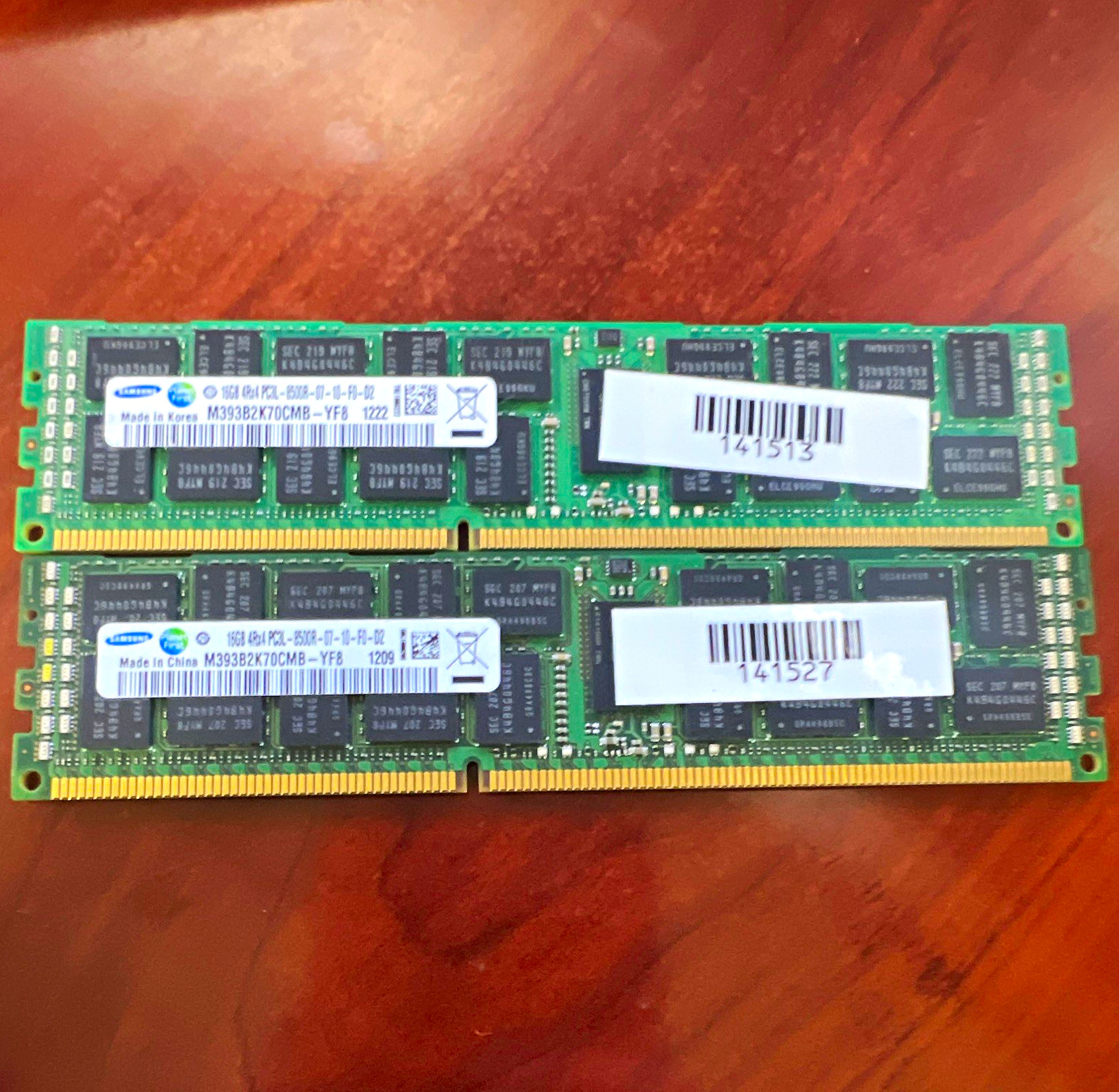 2 Samsung  (2x16GB) DDR3 PC3L-8500R 288-Pin ECC Reg RDIMM M393B2K70CMB-YF8