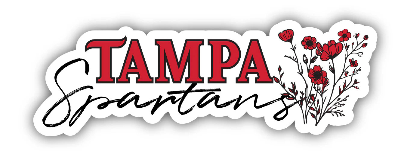 University of Tampa Spartans Script Floral Sticker/Magnet - School Decor