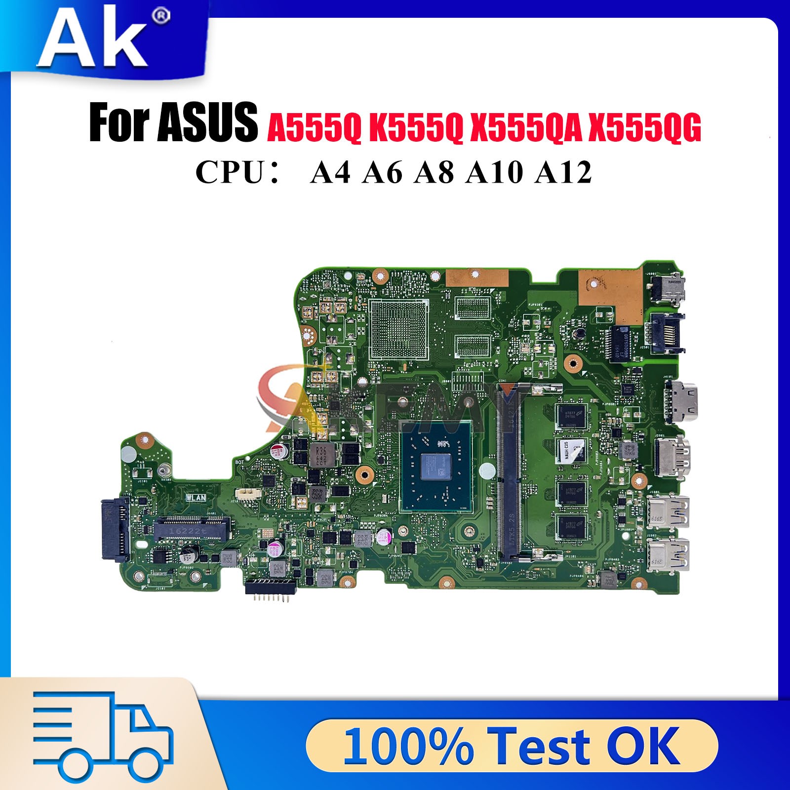 X555QA Laptop Motherboard For ASUS K555Q X555QG X555Q A555Q Mainboard W/ CPU