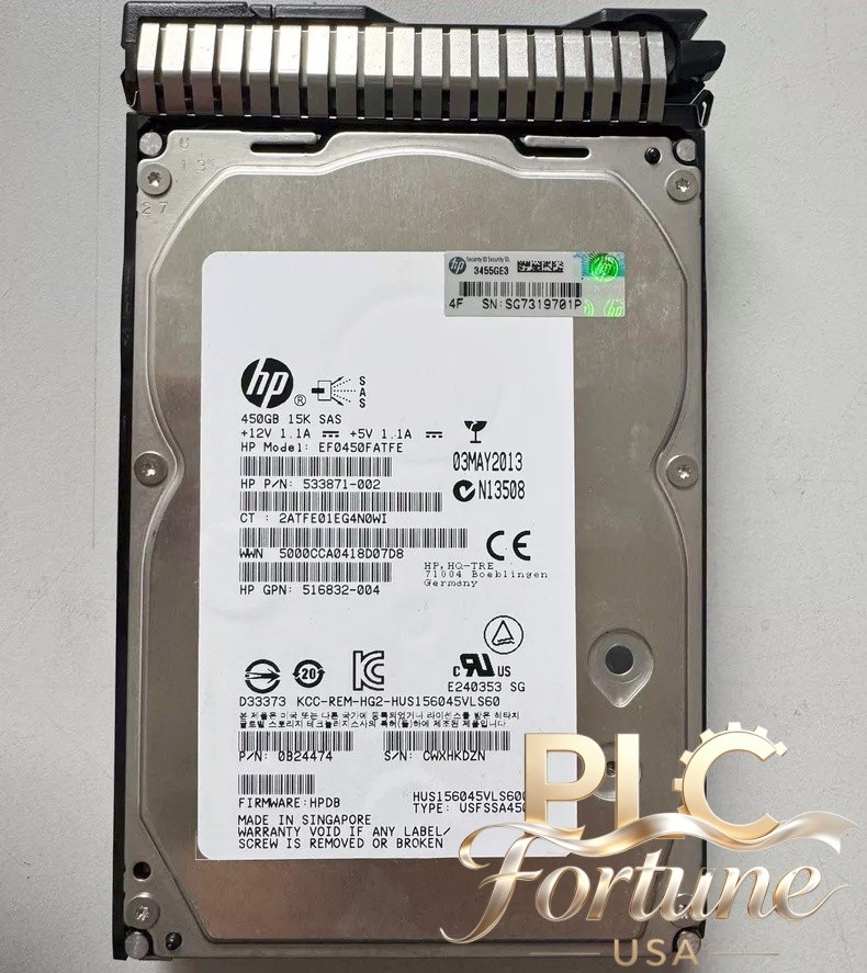 Used HPE 653951-001 533871-002 652615-B21 450GB 3.5" LFF SAS 15K G8 G9 HDD