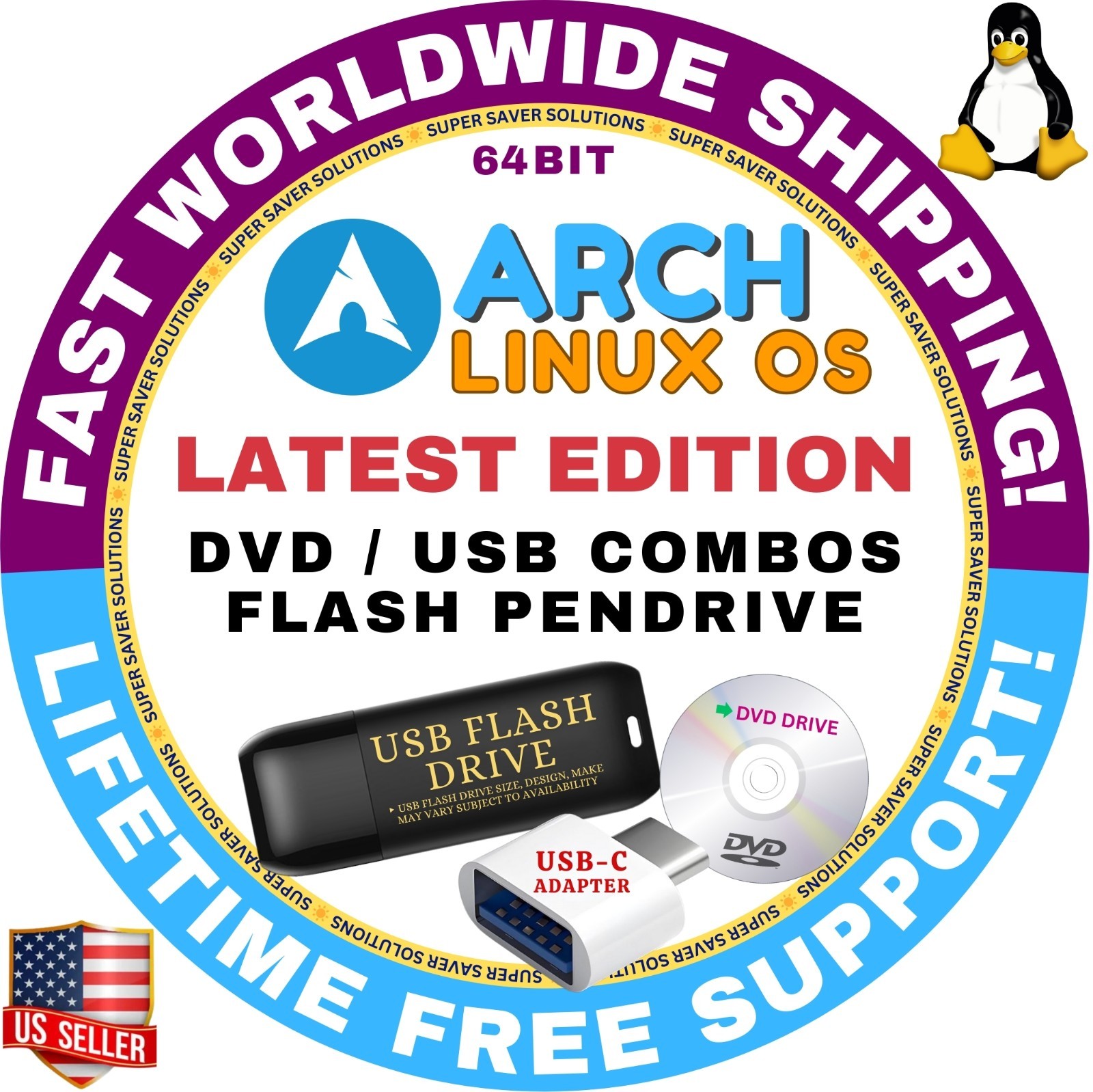 ARCH LINUX OS / BOOTABLE USB / LIVE MODE & FULL INSTALL / MACS, PCS, CHROMEBOOKS