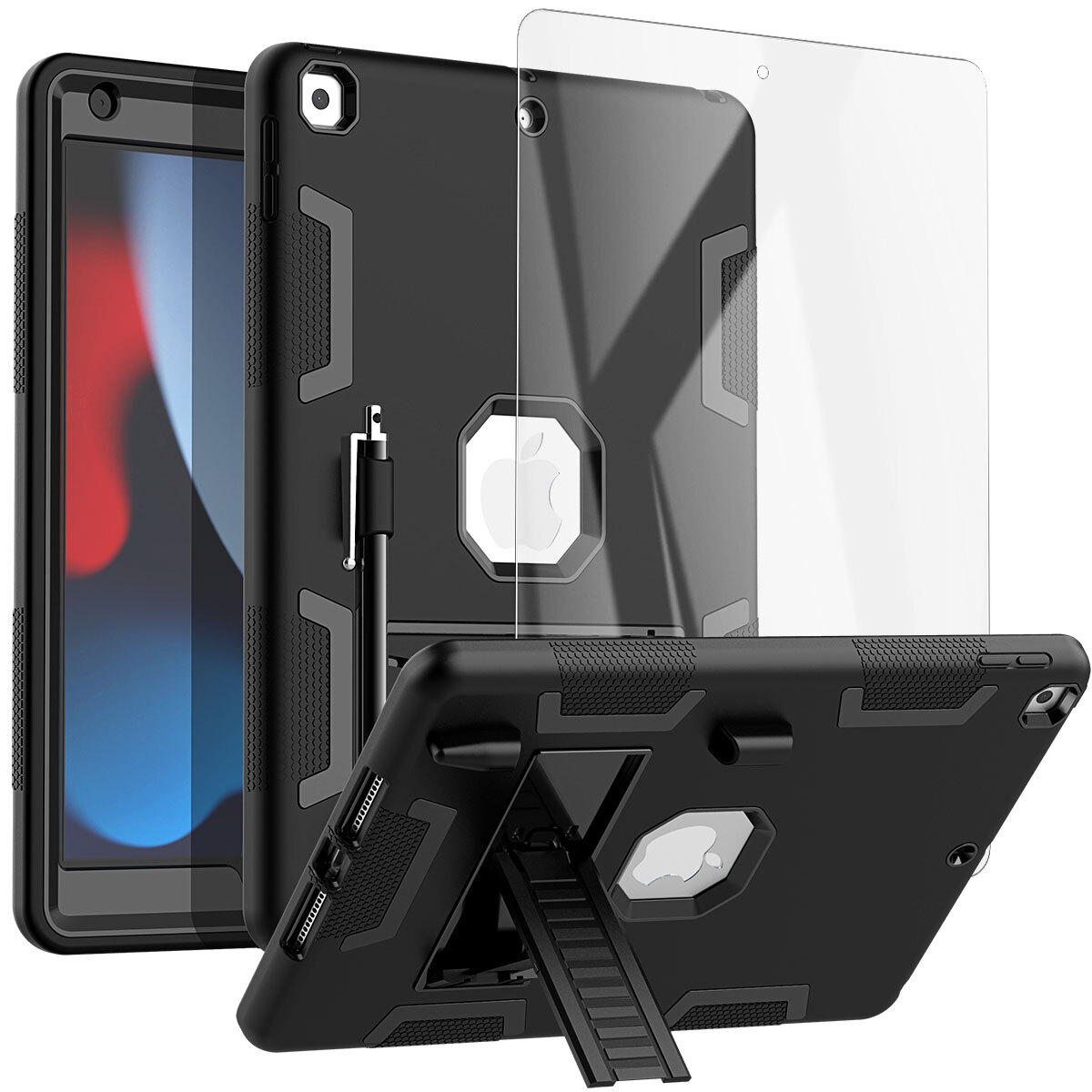 iPad 9th/8th/7th Generation Case 10.2" Shockproof Heavy Duty Rugged Stand Cover