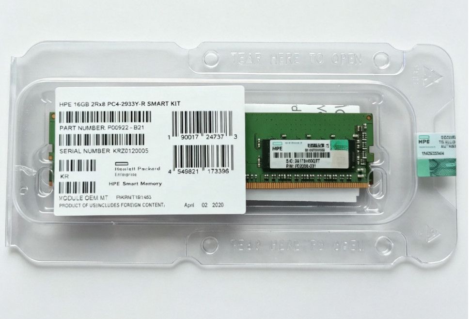 NEW HPE P00922-B21 P03050-091 2RX8 16GB DDR4 PC4-2933 RDIMM GEN10 Server Memory