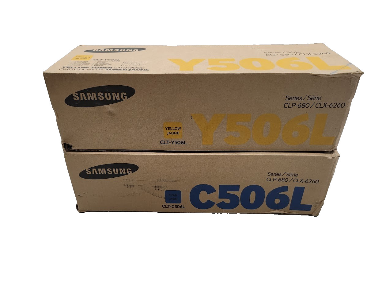 Lot of 2 Samsung CLT-C506L Cyan Yellow Toner Cartridge