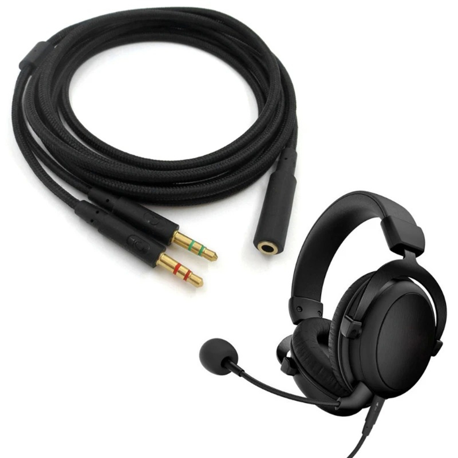 2 in1 Splitter Cable for HyperX Cloud Core/Cloud II/Cloud Mix/Flight/Alpha 22cm
