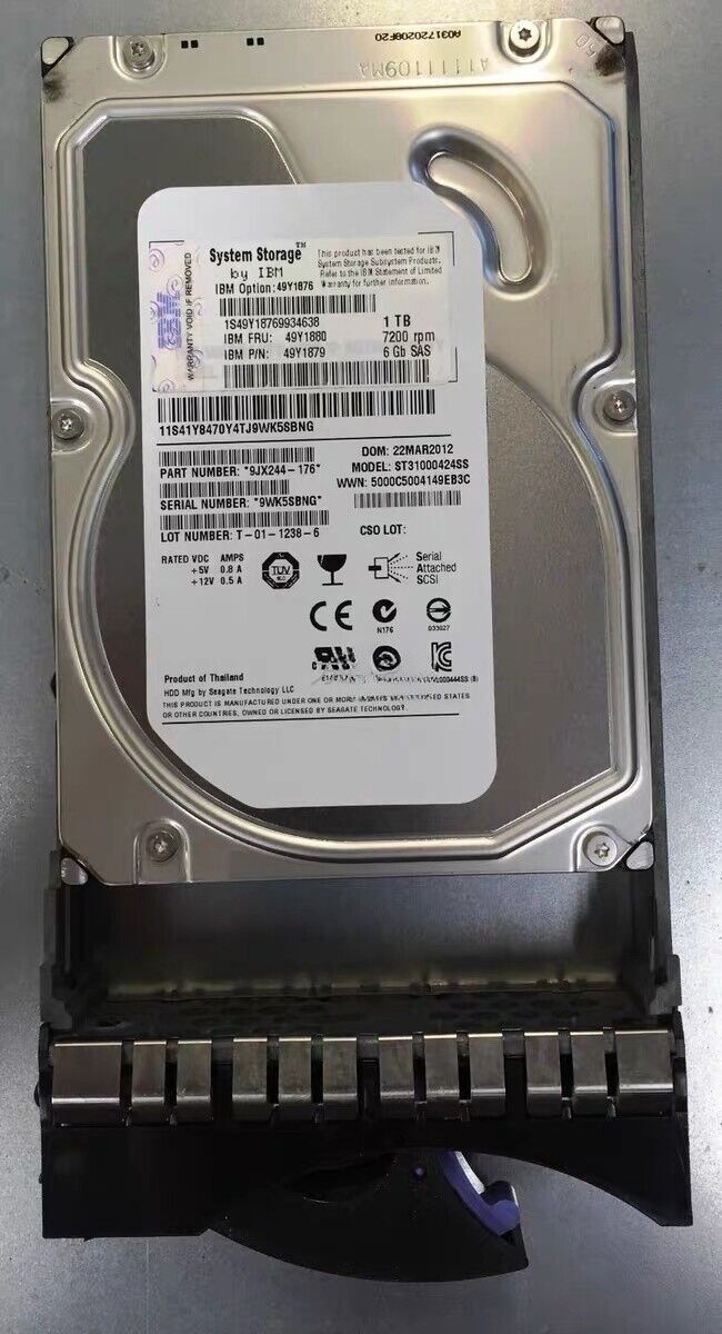 IBM 49Y1880 1TB 49Y1876 SAS 7.2K 3.5'' 6Gbs DS3500 DS3512 Hard Drive NEW HDD