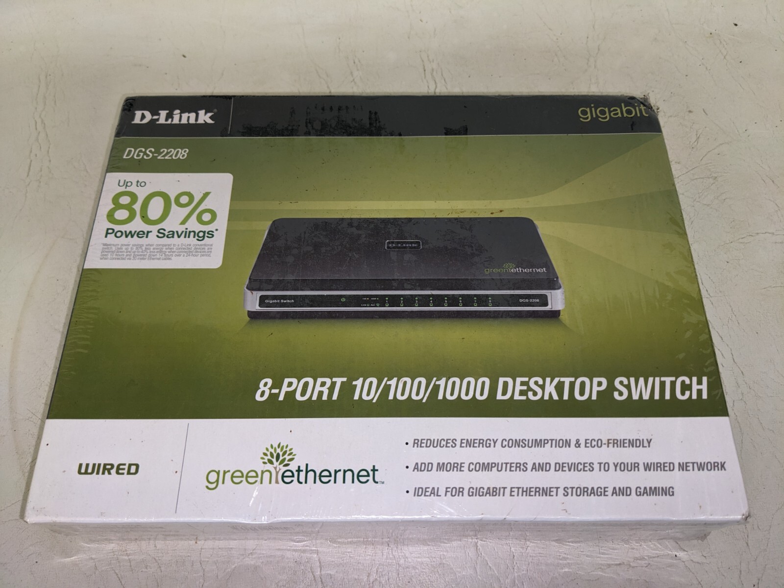 D-Link DGS-2208 Ethernet Switch 10/100/1000 8Port (8 Port) Gigabit Sealed (301)