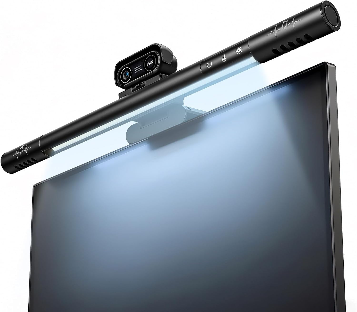 4K Webcam for PC with Microphone&Light,4-in-1 Web Cam with Speaker,Dual Noise-Ca