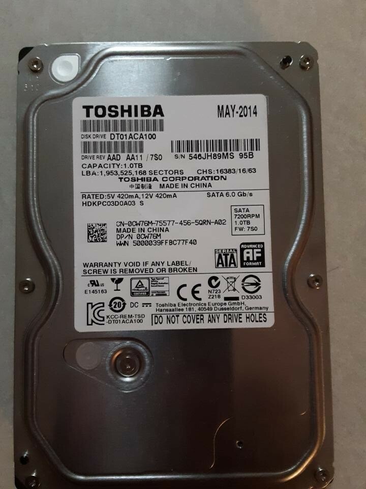 Toshiba Hard Drive 1 tb 3.5 