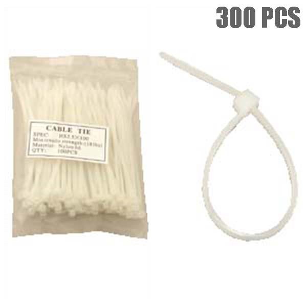 300 Pcs 4 Inch Nylon Plastic Cable Zip Ties Cord Strap Wire Management Clear