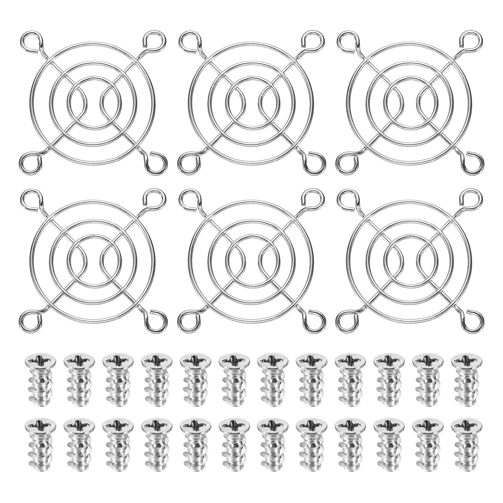 6 Pcs 50mm Fan Finger Grill Metal Ventilation Grill Cover with Screws, Silver