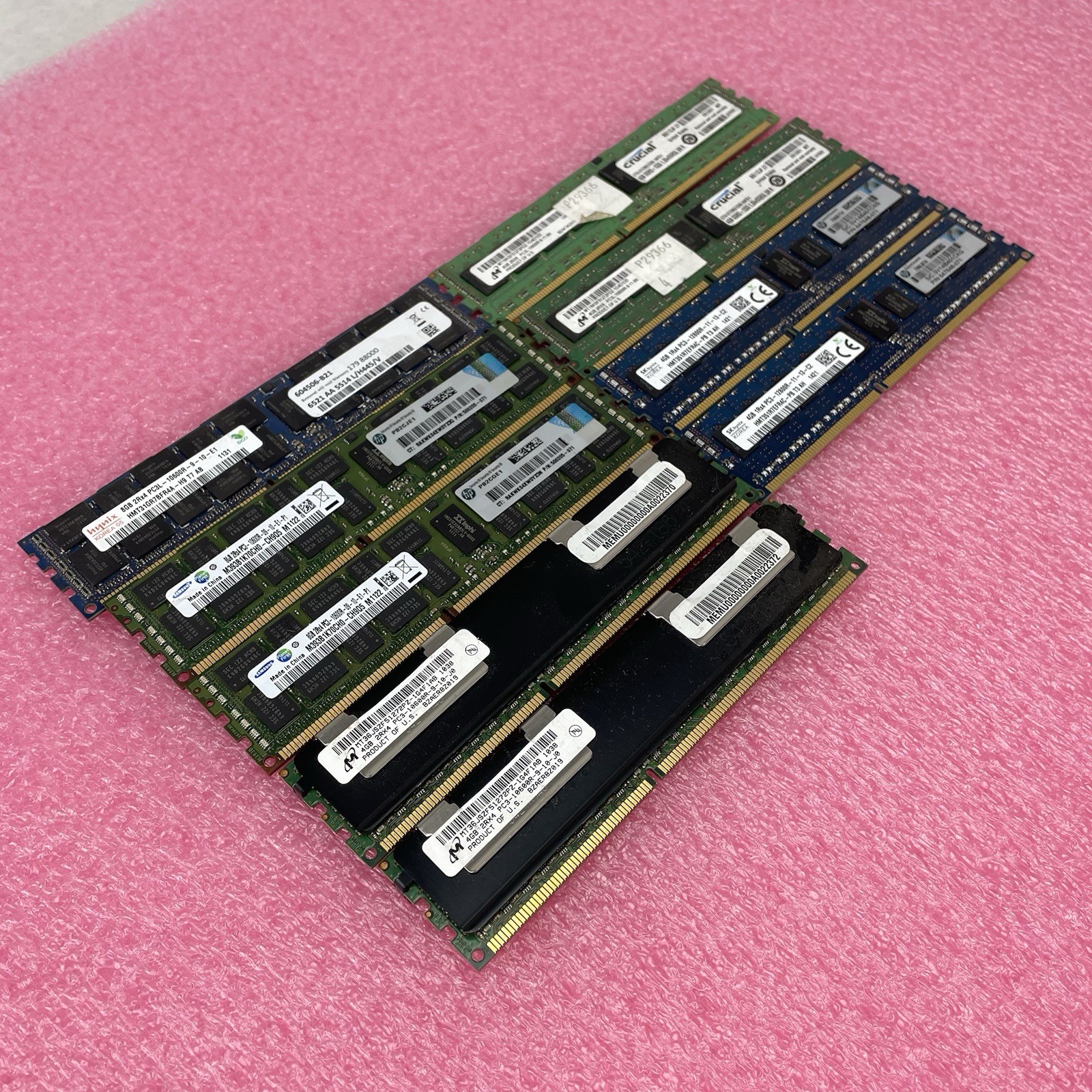 Mixed DDR3 ECC RDIMM Server RAM Lot 9pc 48GB Hynix/Samsung/Micron Untested