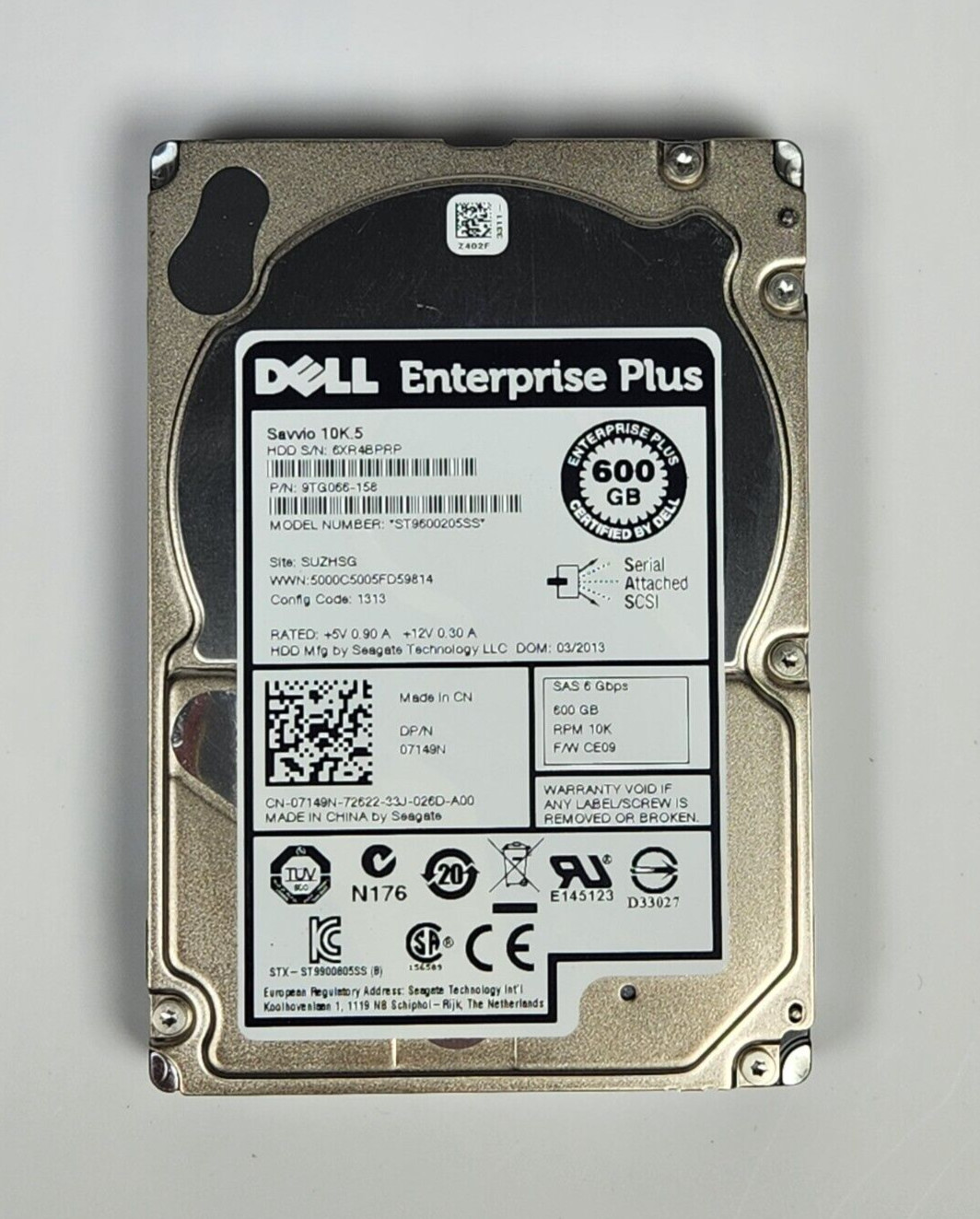 Dell Enterprise Plus 600GB 10K 2.5" SAS Drive ST9600205SS 9TG066-158 7149N