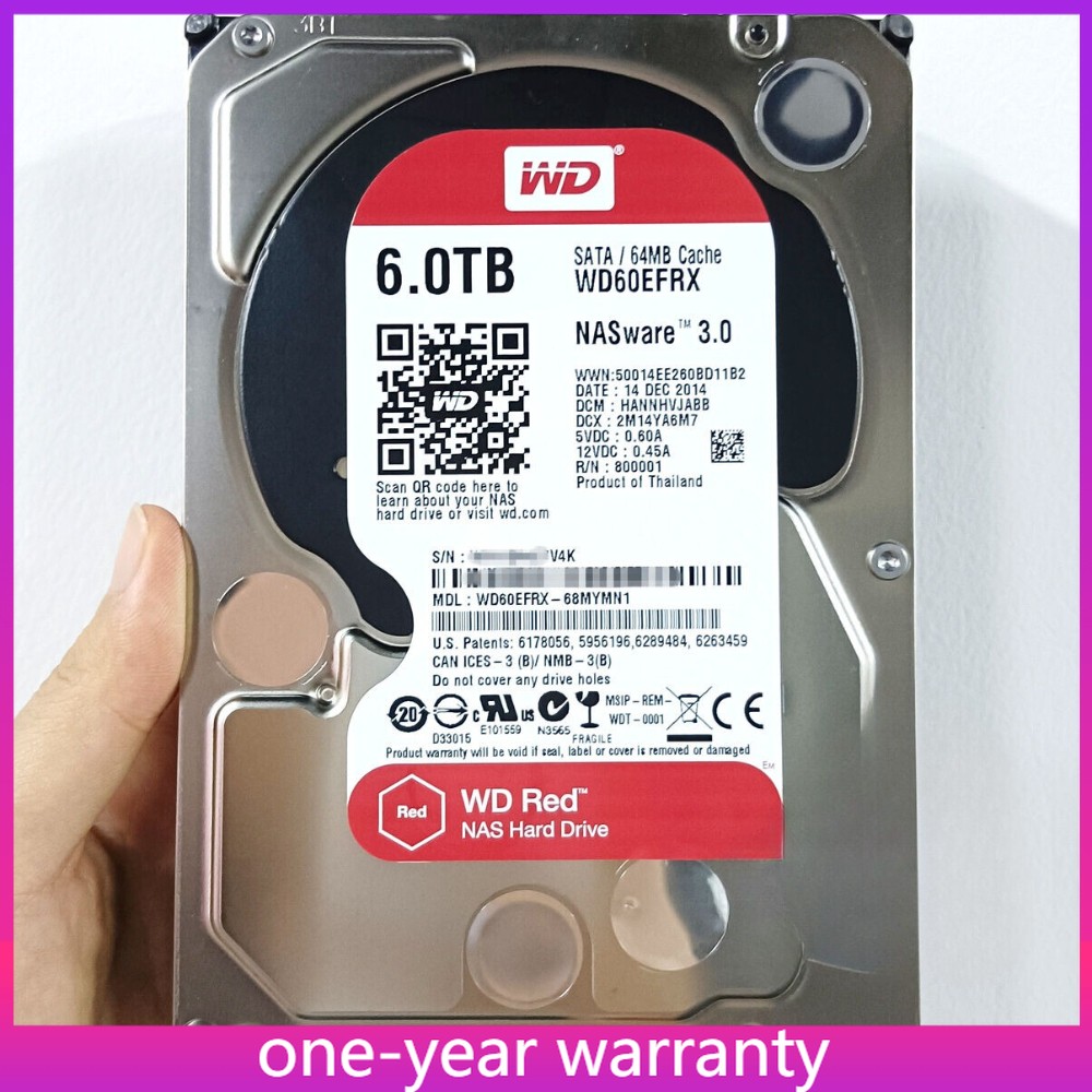 WD60EFRX WD Red 3.5" 6TB NAS ware 3.0 68L0BN1 68MYMN1 SATA 64MB Hard Drive New