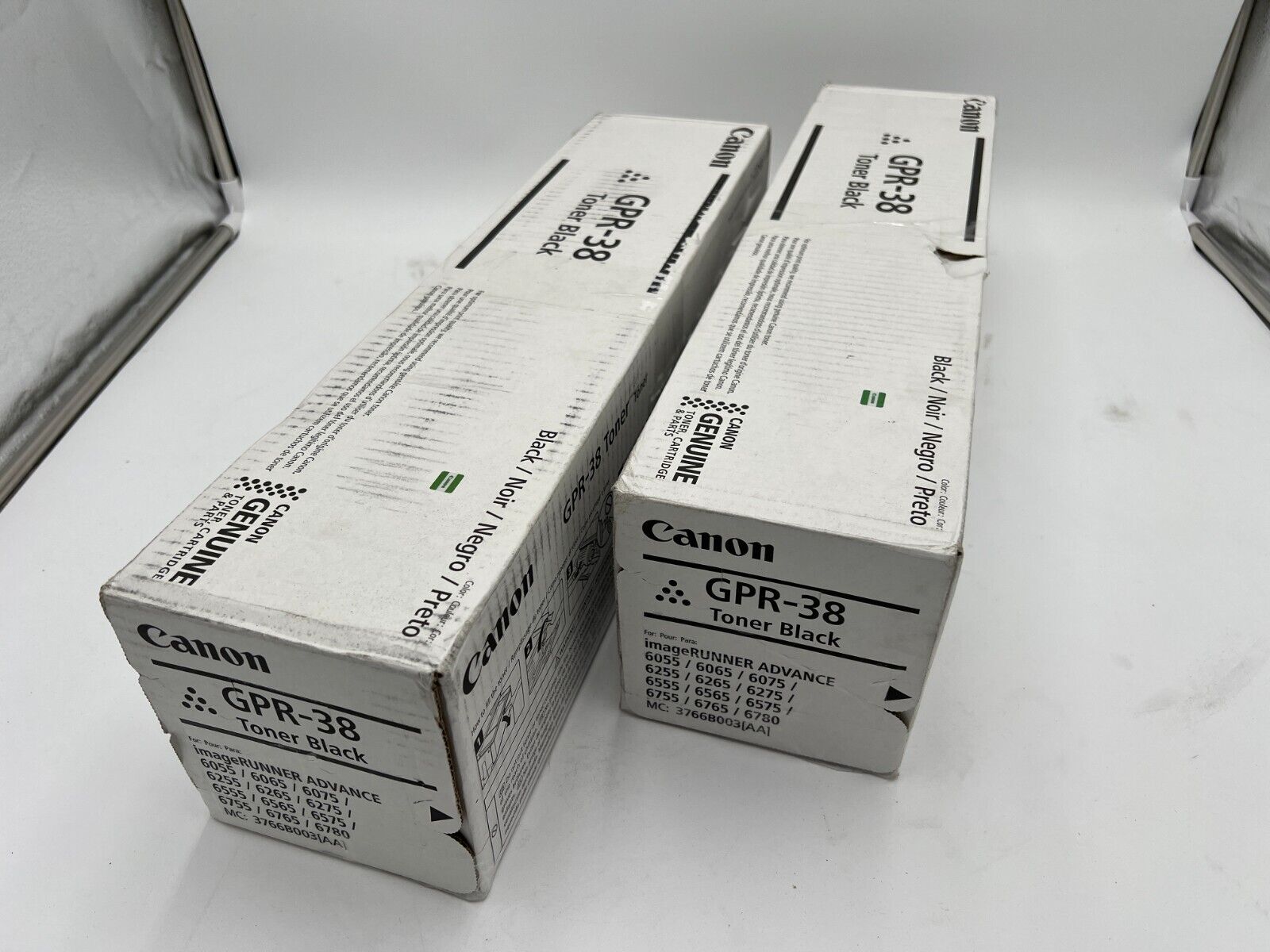 2 Genuine Canon GPR-38 (3766B003) Black Toner Cartridges New Sealed Boxes