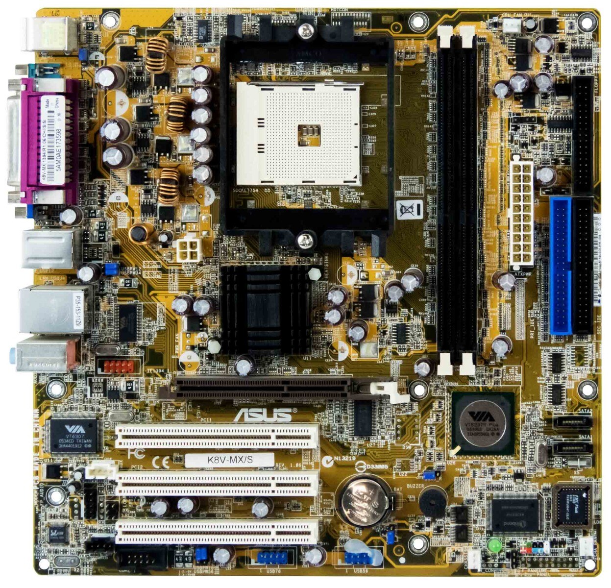 MOTHERBOARD ASUS K8V-MX/S SOCKET 754 DDR AGP PCI