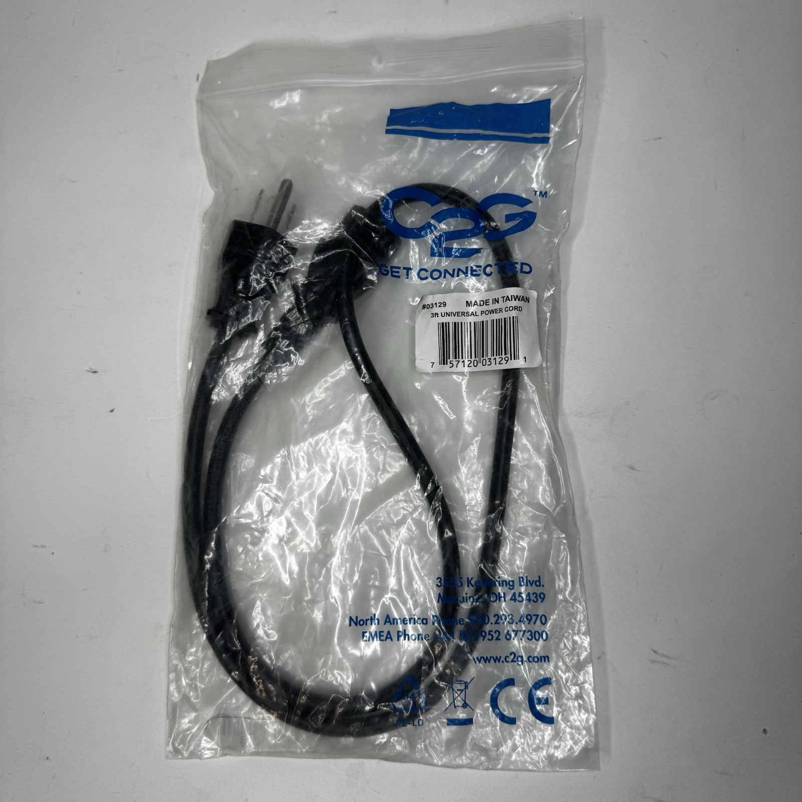 C2G #03129 18AWG Universal Power Cord 3Ft