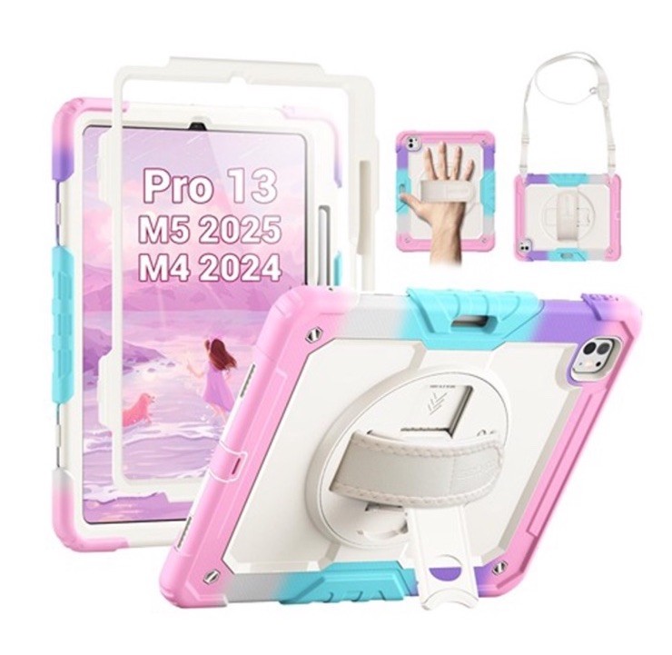 SEYMAC iPad Pro 13 Case M5 M4 2025 2024 Pink Heavy Duty Shockproof