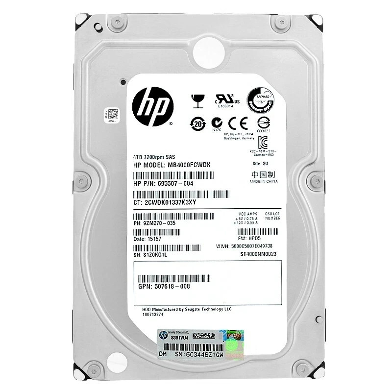 HPE HP 4TB 3.5" SAS Hard drive MB4000JVYZQ MB4000FCWDK 695507-004 695507-008