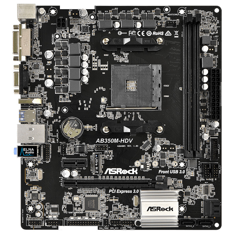 For Asrock AB350M-HDV Game Motherboard USB 3.0 SATA3 PCI-E 3.0 DDR4 32GB M-ATX
