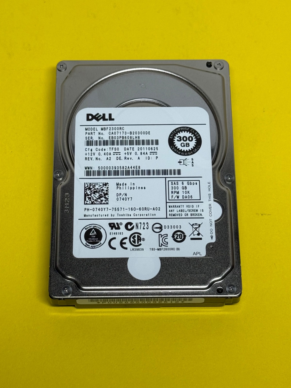 Dell MBF2300RC 300GB 10k 6Gbps 2.5” SAS 0740Y7/740Y7