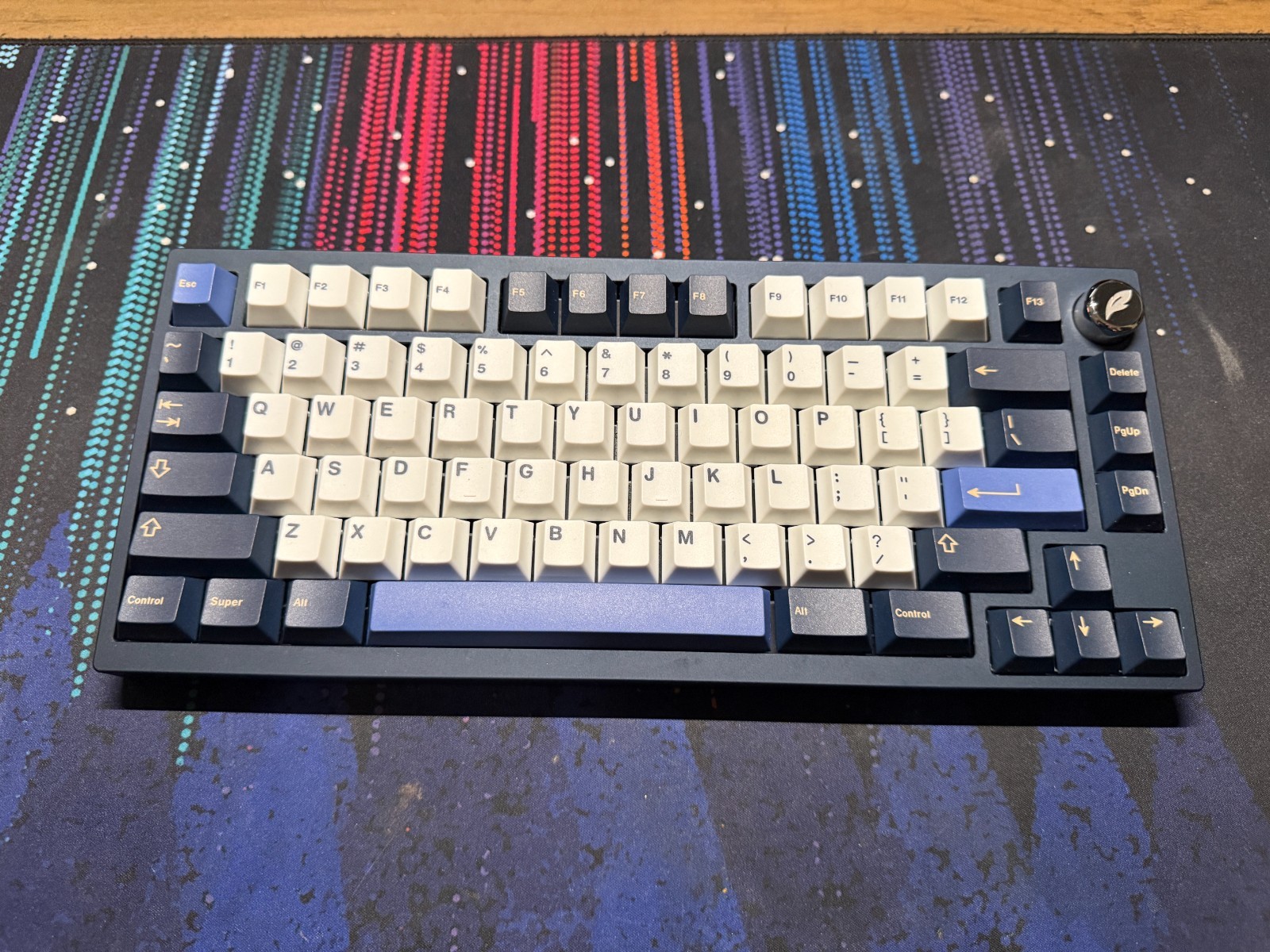 QwertyKeys QK75 Tri-Mode Mechanical Keyboard Navy, Mirror PVD Chroma, Extras