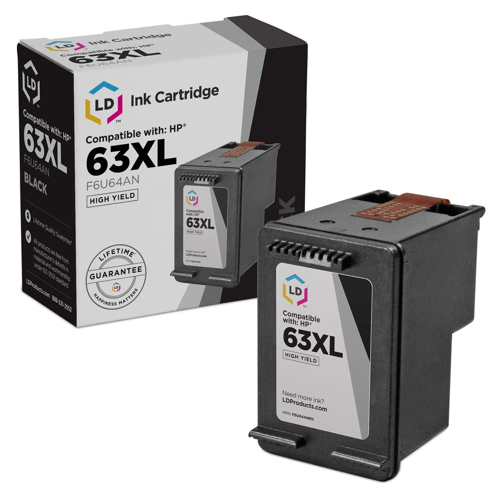 LD Replacement Replacement Fits for HP 63 / 63XL High Yield Black Ink Cartridge