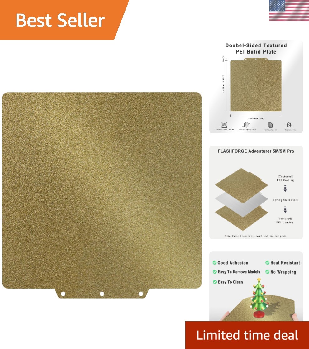 Dual-Sided Textured PEI Build Plate for Flashforge Adventurer 5M, 235x235mm