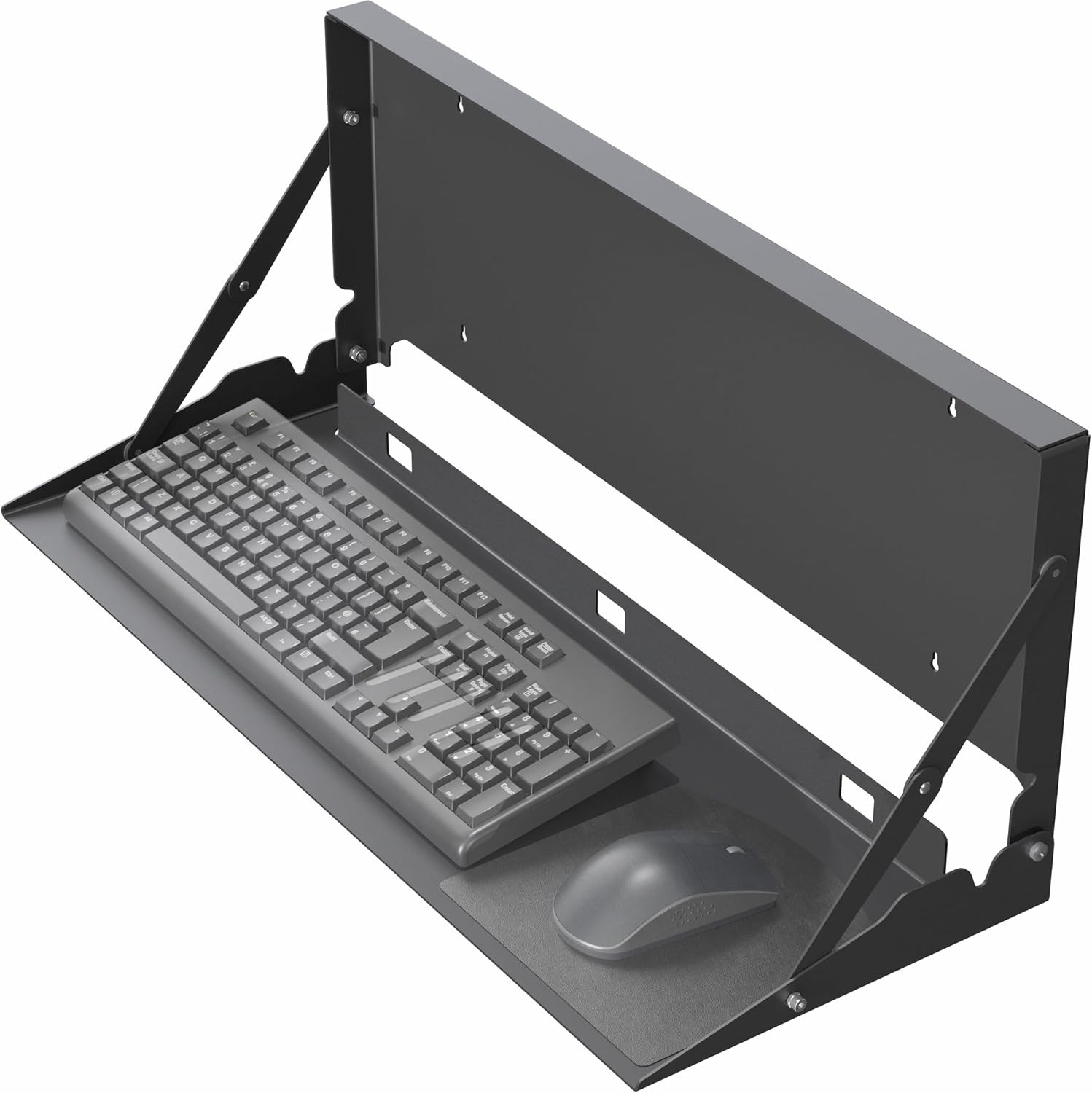 Black Flip Down 24 Inch Keyboard Tray Wall Mount Mount-FDKB1 | Fits Standard