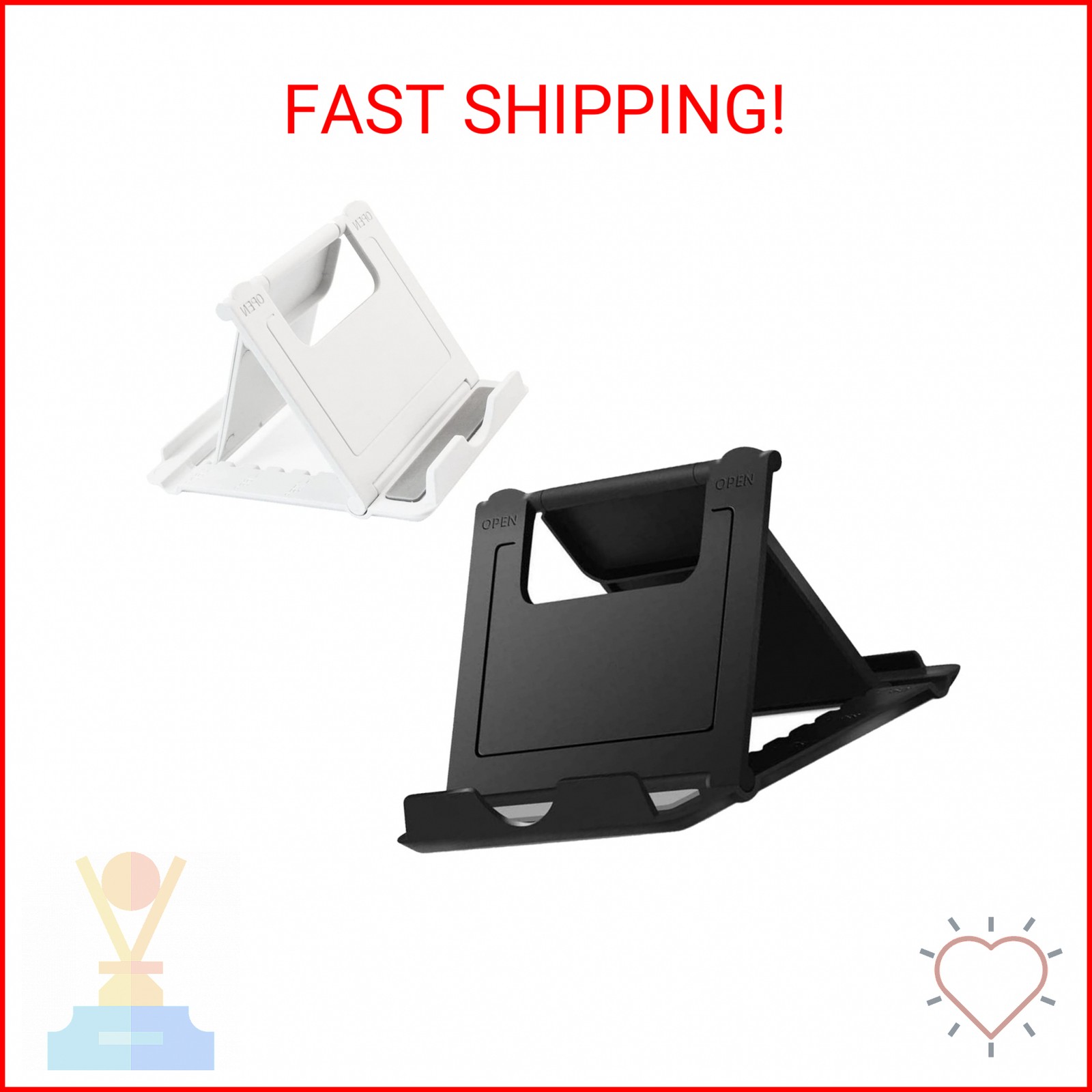 Kemoxan 2 Pack Portable Cell Phone Stand Holder for Desk, Foldable Pocket-Sized