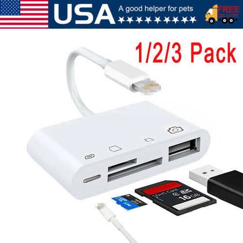 Portable 4 in 1 USB Camera SD TF Card Reader Adapter For iPhone iPod iPad IOS 13