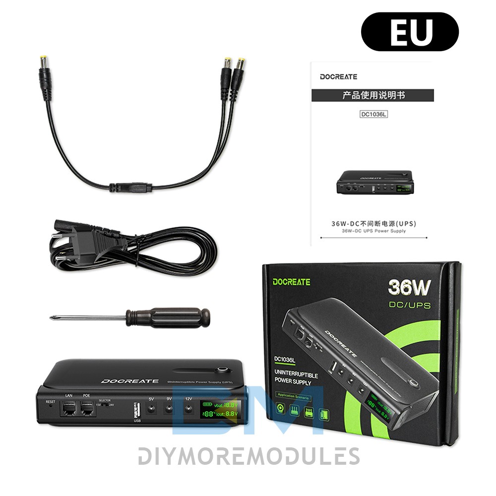 DC1036L 36W Digital UPS Uninterruptible Power Supply for Router 5V9V12V/15V/24V