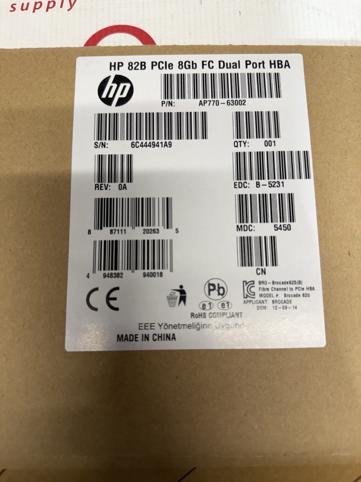 AP770B AP770A AP770-60002 571521-002 HPE 82b 8GB Dual Port PCI-e FC HBA & 2x SFP